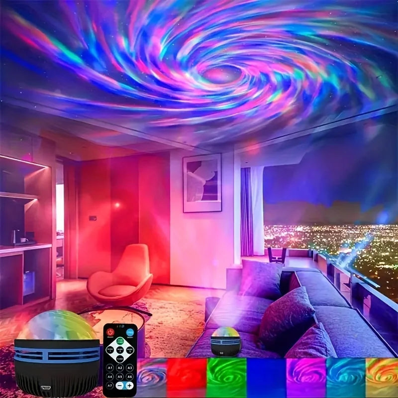 Proyector de cielo estrellado de auroras boreales, luz nocturna LED con control remoto USB, una variedad de estilos para la decoración del hogar, el dormitorio y la fiesta.