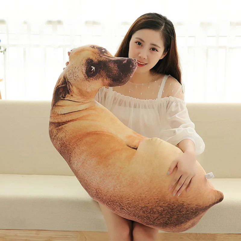 Almohada de perro curvada de 50 cm, diseño realista de cabeza de perro, decoración del hogar, adorno para sofá.