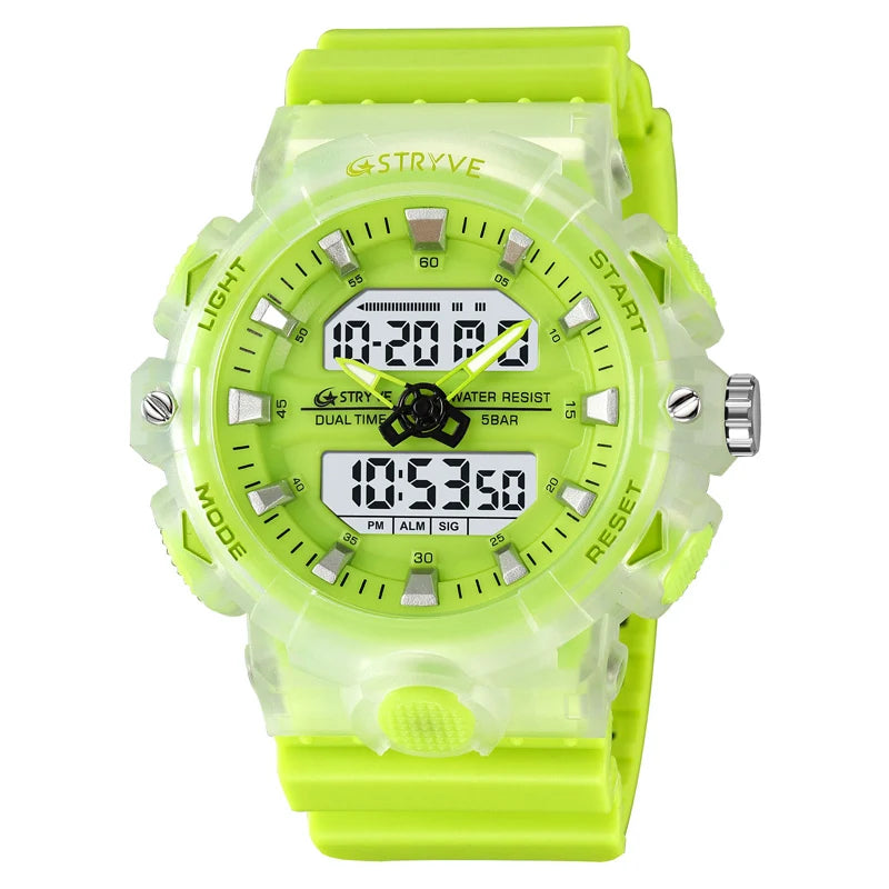 Relojes, reloj de moda para hombre, reloj resistente al agua hasta 5atm para hombre, correa de silicona con movimiento Digital-analógico de alta calidad