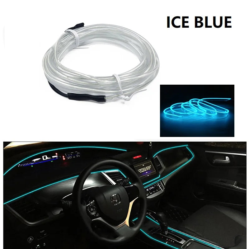 Tiras de luces decorativas para interior de coche, lámpara de ambiente, luz fría, consola de salpicadero decorativa, luces LED ambientales para coche, 1/2/3/4/5 m
