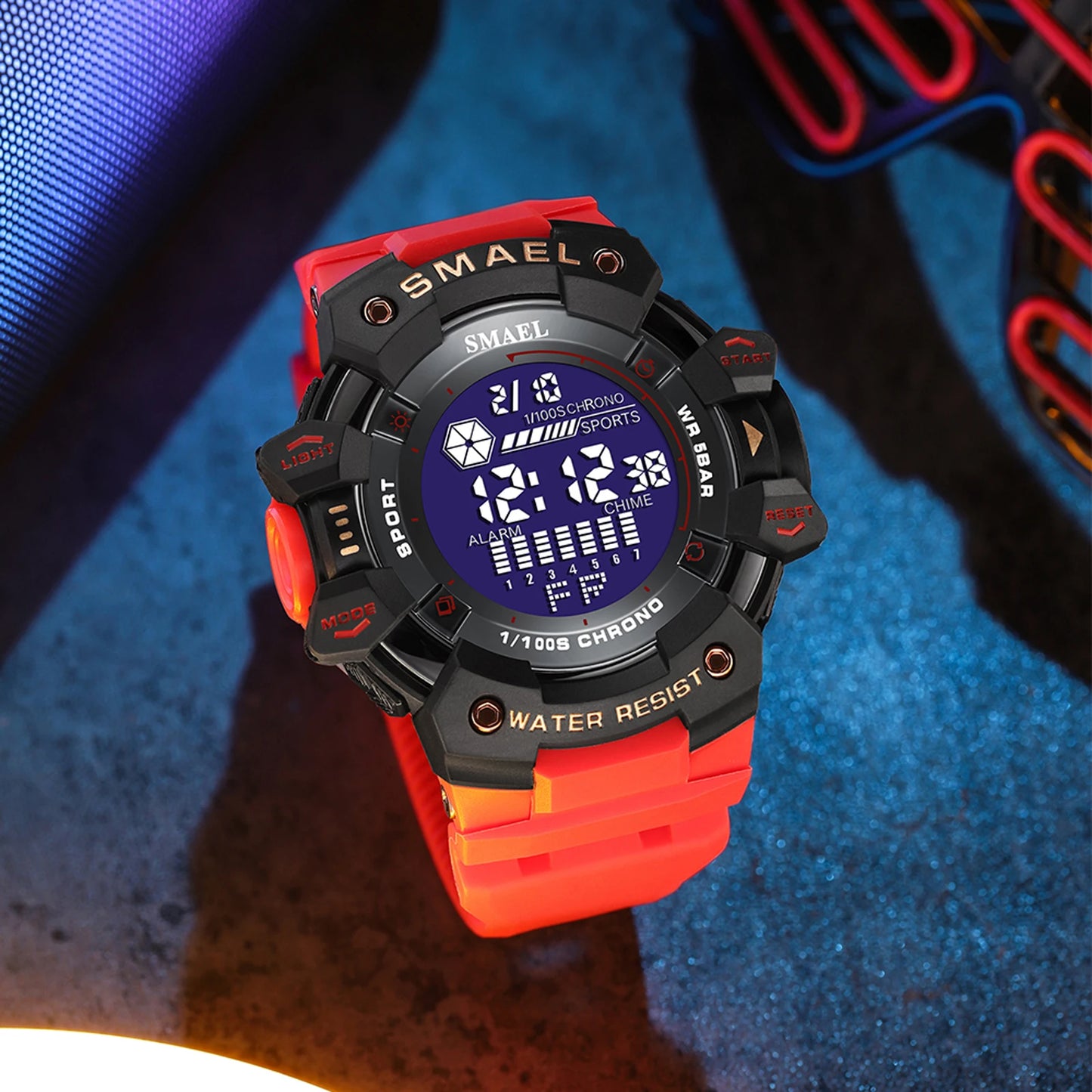 Reloj deportivo digital de lujo para hombre, estilo militar, resistente al agua, con esfera grande y retroiluminación LED