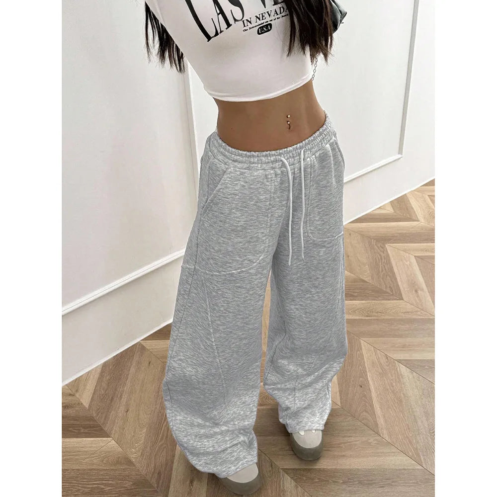 nuevos pantalones casuales de hip hop, pantalones largos sueltos de pierna ancha, pantalones de chándal deportivos cómodos de calle alta