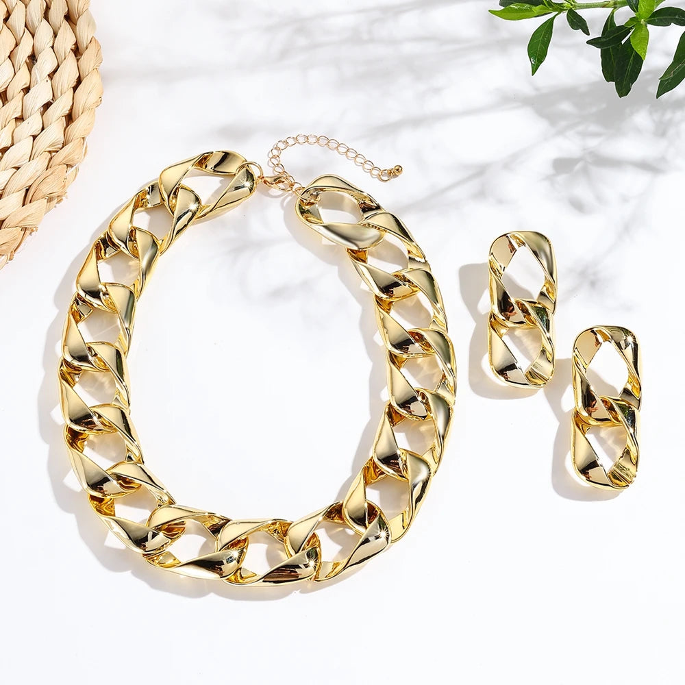 Nuevo conjunto de moda Icon collar y pendientes de acrílico fluorescente CCB empalmados para mujer, joyería para el cuello