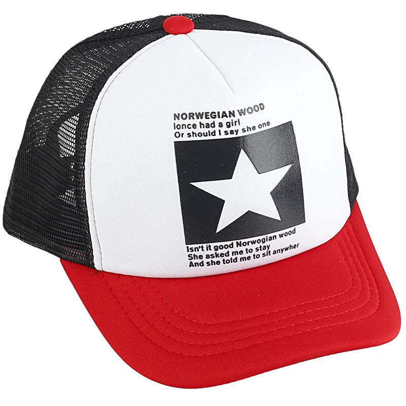 Gorras de moda para hombres y mujeres, gorras de verano transpirables con cierre trasero y estrellas