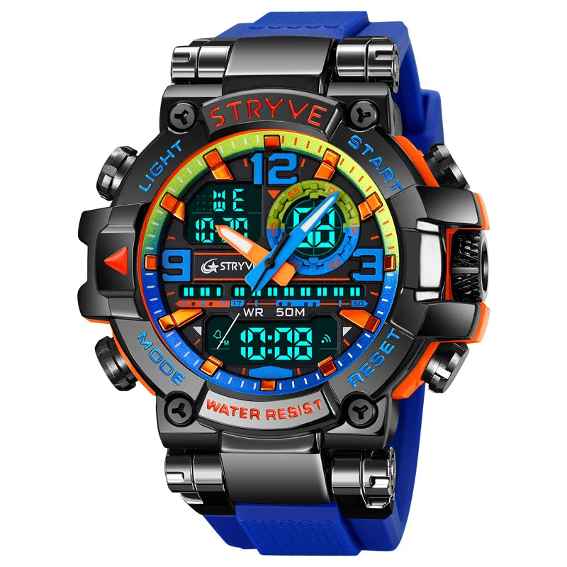 Relojes, reloj de moda para hombre, reloj resistente al agua hasta 5atm para hombre, correa de silicona con movimiento Digital-analógico de alta calidad