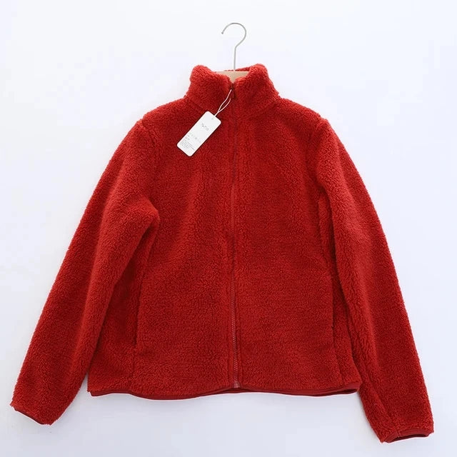 Abrigo de lana para mujer, chaqueta gruesa cálida de invierno, ropa de dos caras, abrigos de lana Coral de terciopelo de doble cara, chaquetas de lana Polar