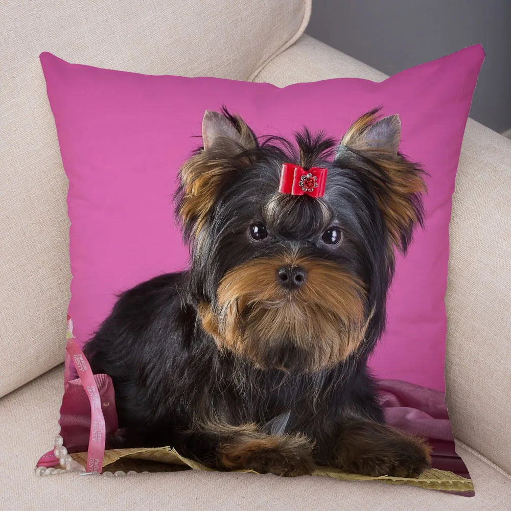 Funda de cojín decorativa con estampado de perro para sofá, hogar, mascota, adorable