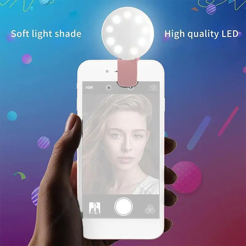 Mini luz LED para selfies, lámpara portátil para selfies en teléfono móvil, luz con clip para selfies, luz de relleno con clip para fotografía, accesorios