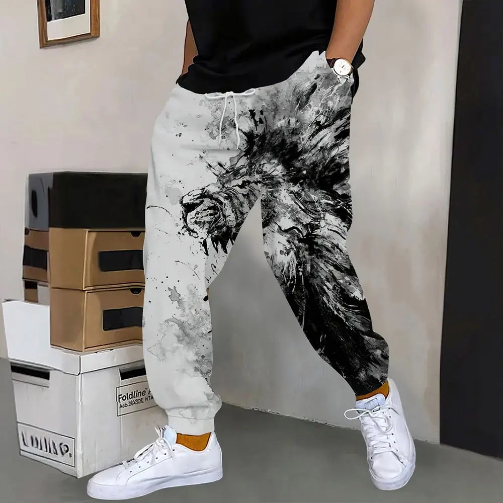 Pantalones deportivos al aire libre para hombre, pantalones de chándal con estampado de grafiti a la moda