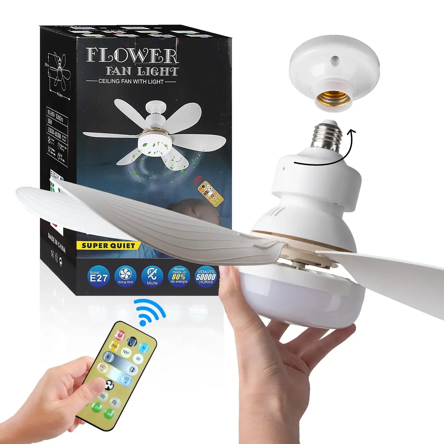 Ventilador de techo LED con control remoto para atenuación, adecuado para sala de estar, estudio, uso doméstico