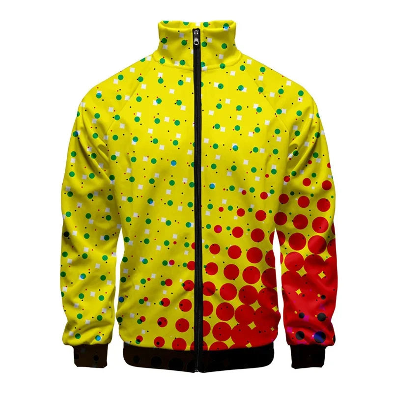 Chaqueta unisex con estampado de puntos coloridos para hombre y mujer, abrigo de manga larga con patrón de moda Pop, Tops de calle de gran tamaño, chaquetas con cremallera, primavera y otoño