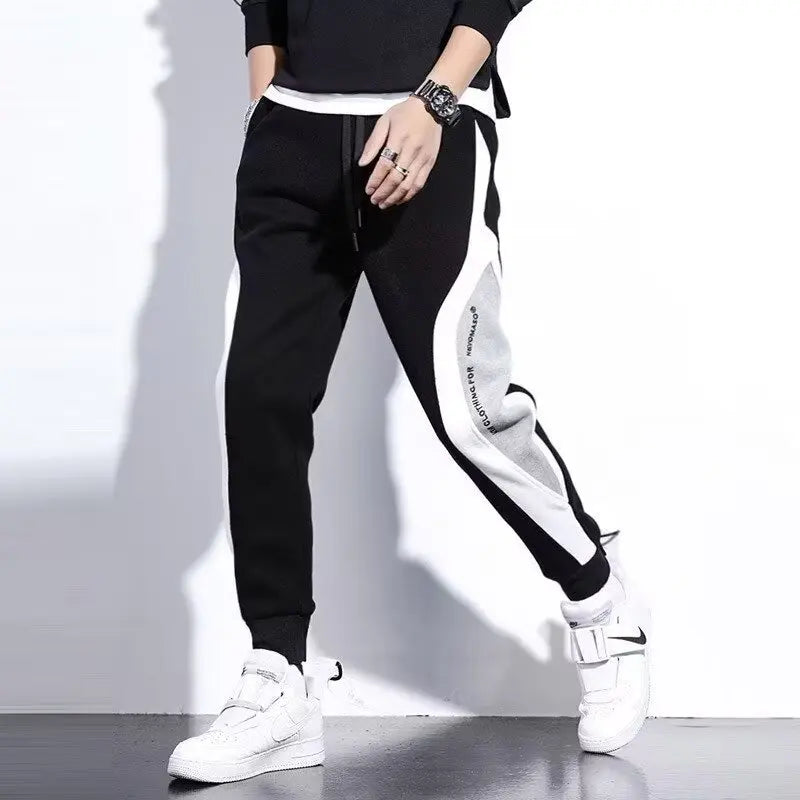 Pantalones negros para hombre, pantalones cómodos de moda, pantalones de chándal informales para hombre