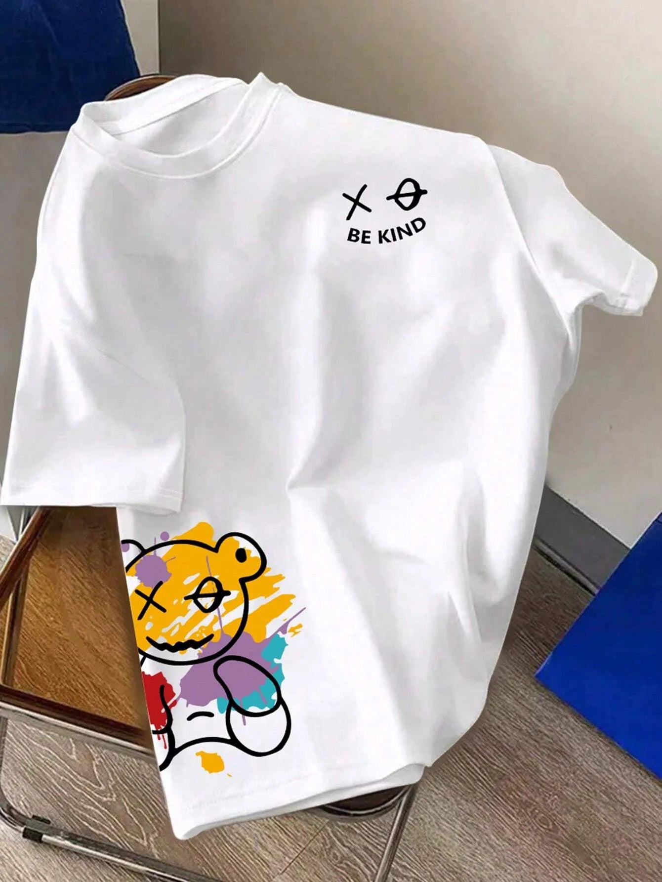 Camiseta de verano 100% algodón puro para hombre, con estampado de letras ,de cuello redondo y manga corta