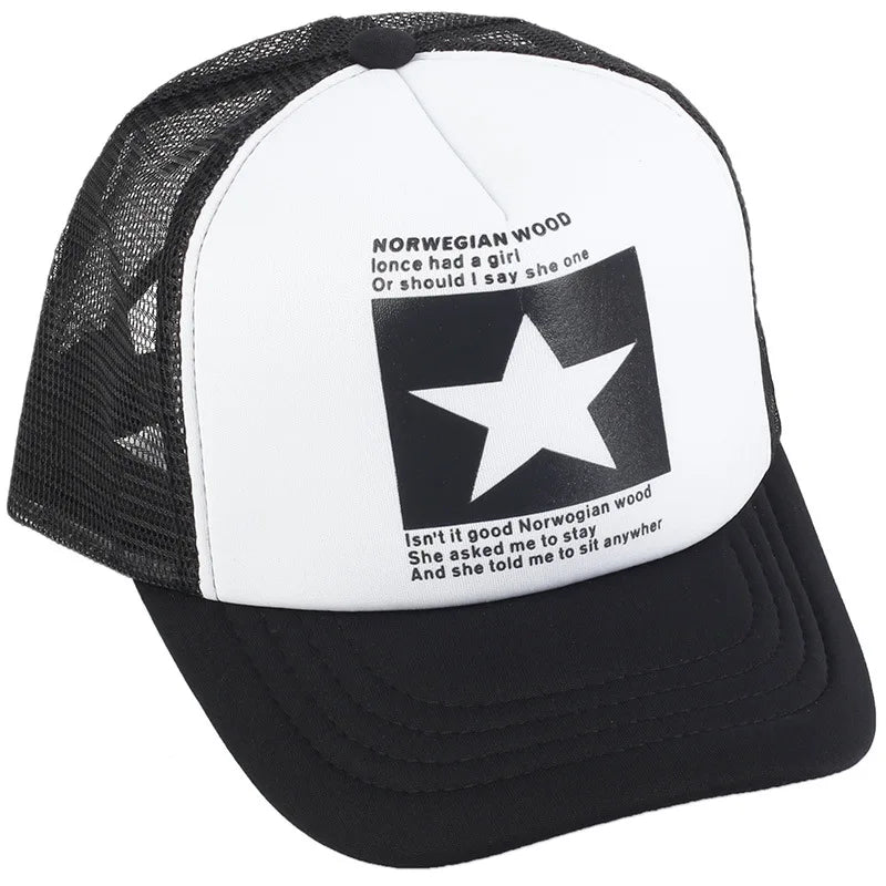 Gorras de moda para hombres y mujeres, gorras de verano transpirables con cierre trasero y estrellas