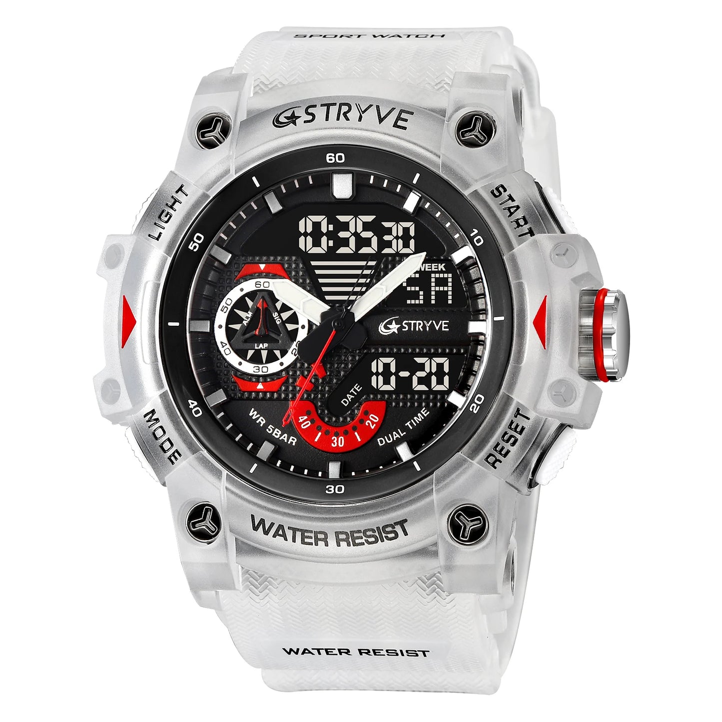 Reloj deportivo electrónico de moda para hombre, resistente a golpes, resistente al agua, con alarma LED y cronómetro