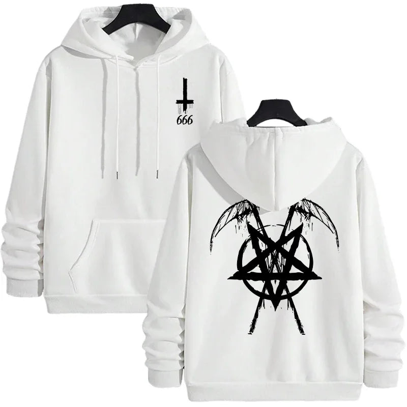 sudaderas con capucha de moda para hombre con estampado de pentagrama de Satán Otoño Invierno ropa deportiva Casual moda urbana sudaderas con capucha para hombre Top prendas de vestir