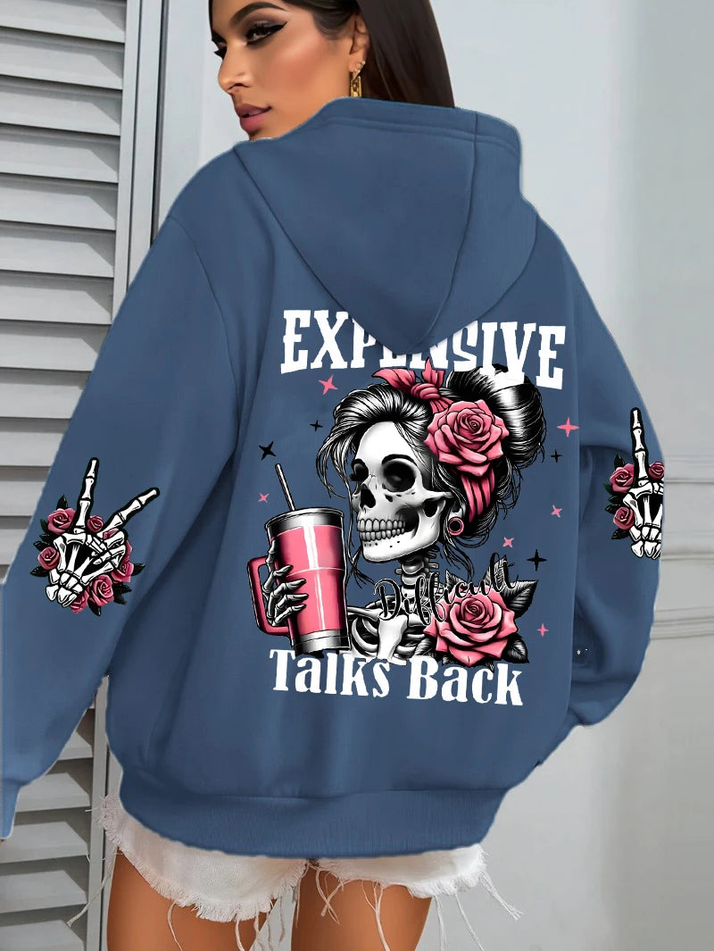 Sudadera con capucha con estampado divertido para mujer, jerséis ropa deportiva de lana para otoño, Sudadera con capucha informal con bolsillo