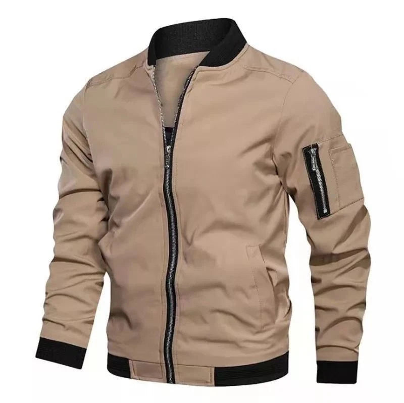Chaquetar de primavera y otoño para hombre, chaqueta ligera informal para hombre, cortavientos deportivo, abrigo con cremallera y bolsillos