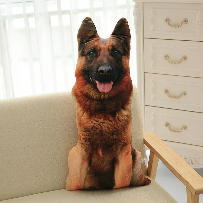 Almohada de perro curvada de 50 cm, diseño realista de cabeza de perro, decoración del hogar, adorno para sofá.
