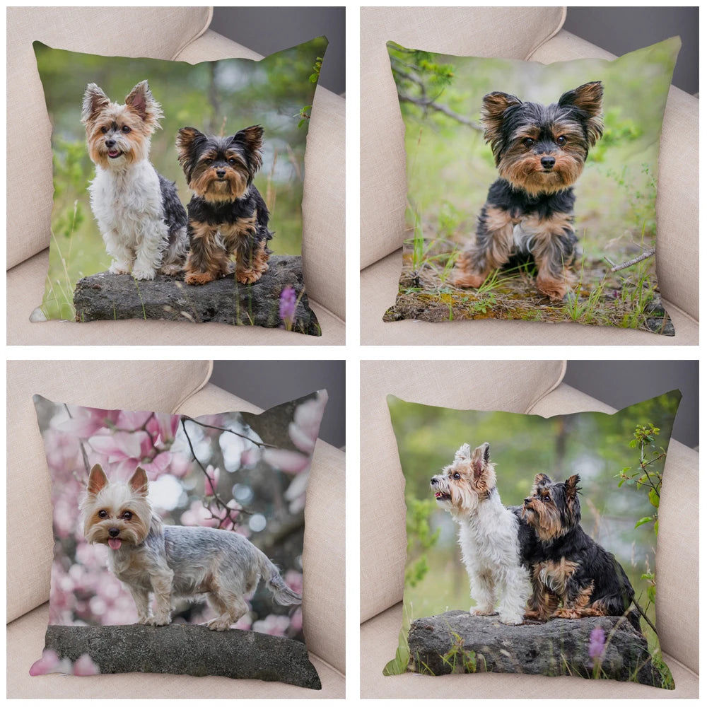 Funda de cojín decorativa con estampado de perro para sofá, hogar, mascota, adorable