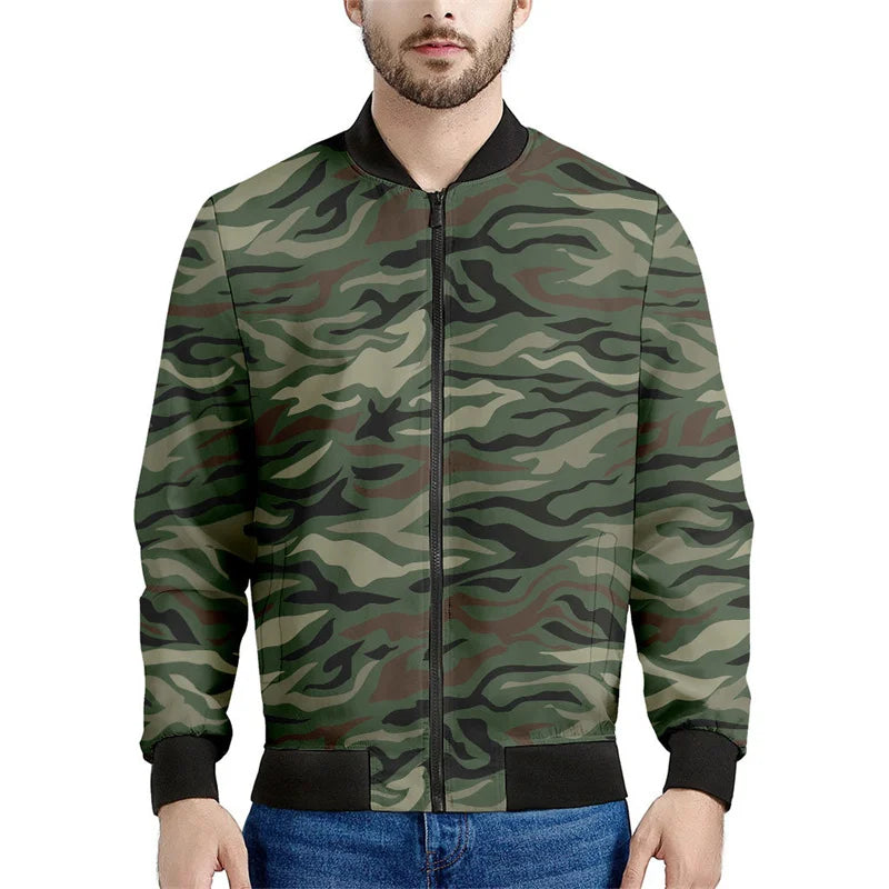 Chaqueta con patrón de camuflaje de mosaico para hombre, sudaderas casuales de manga larga con estampado , Chaquetas deportivas con cremallera, abrigo, Tops de calle