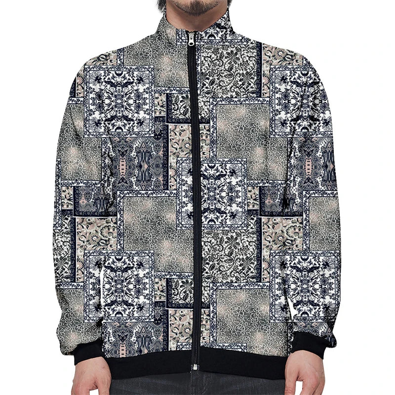 Nueva chaqueta con cremallera y estampado de alta calidad para hombre, informal, de manga larga, holgada, lavada, con gráficos