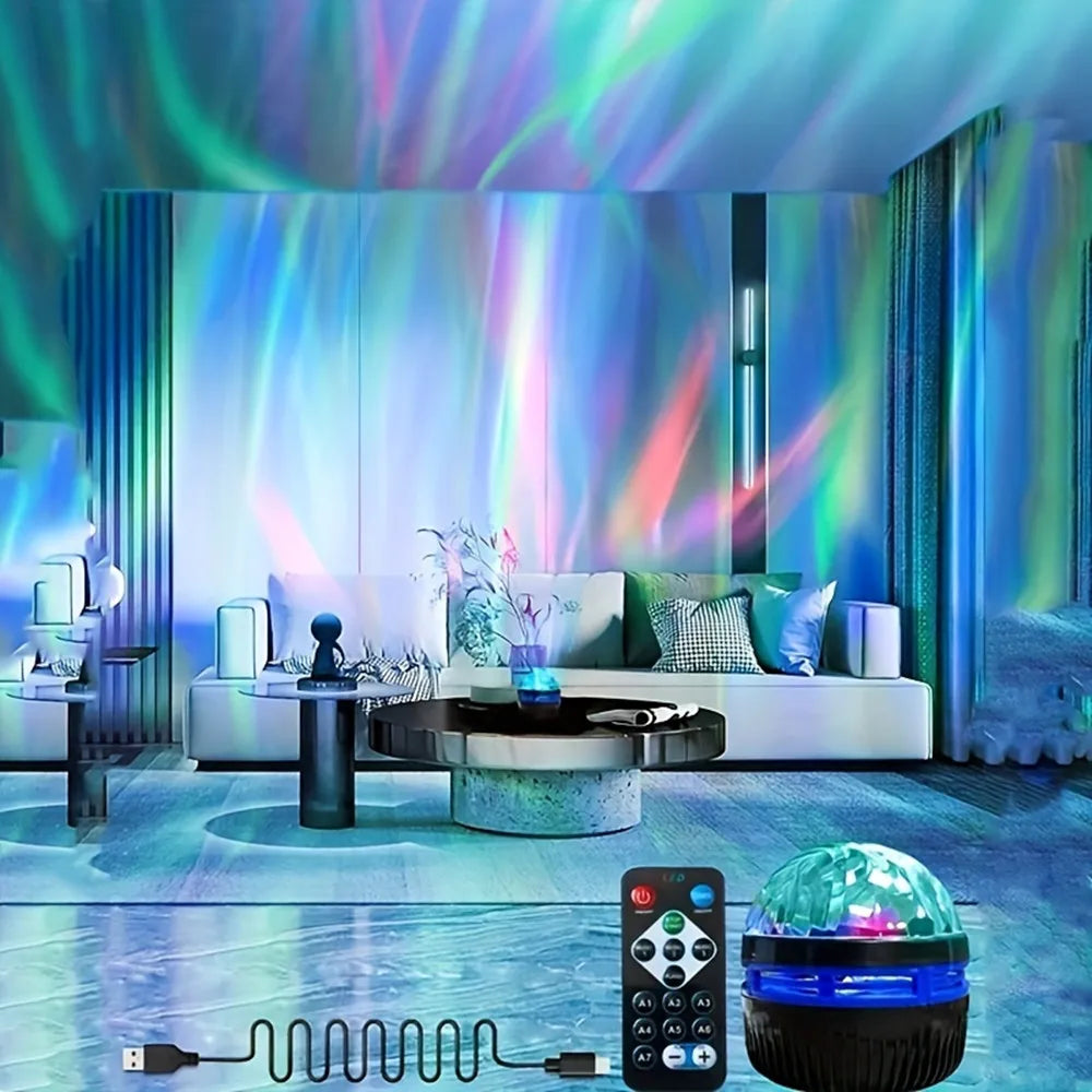Proyector de cielo estrellado de auroras boreales, luz nocturna LED con control remoto USB, una variedad de estilos para la decoración del hogar, el dormitorio y la fiesta.