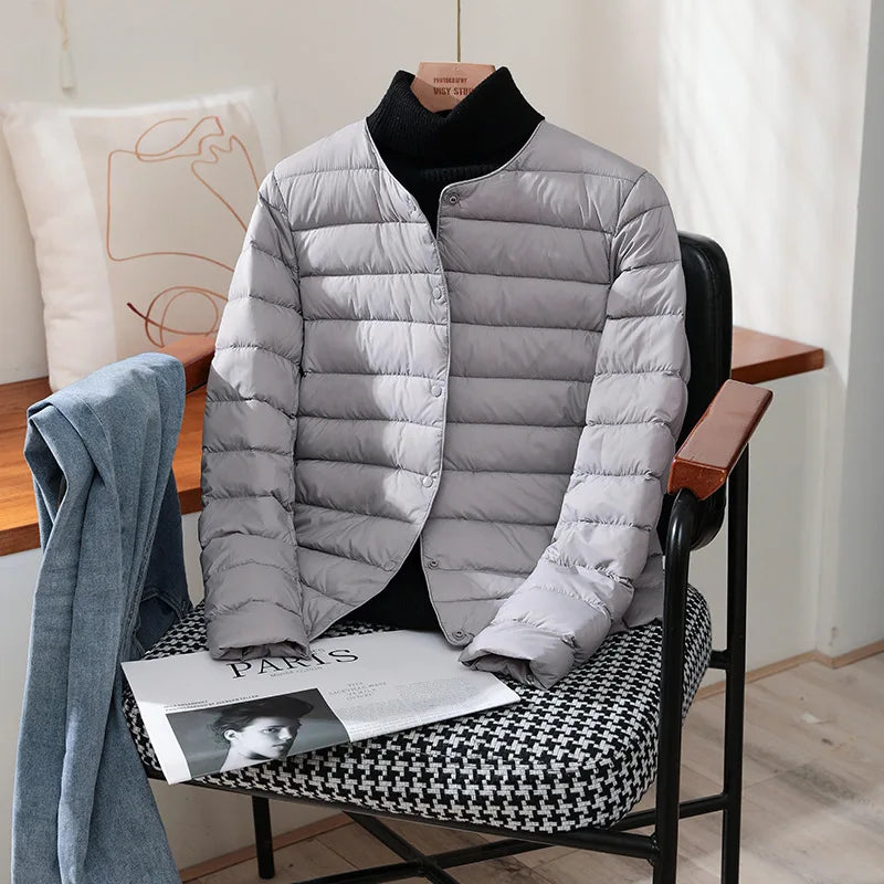 Chaquetas ajustadas de plumón de pato blanco para mujer, abrigos acolchados ultraligeros y plegables, a la moda, para otoño e invierno