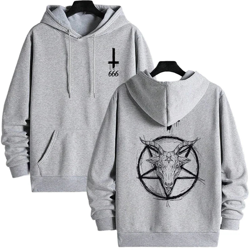 Sudaderas con capucha con estampado demoníaco para hombre, ropa de calle, sudadera gótica de Satán, Jersey informal para otoño e invierno, chándal superior