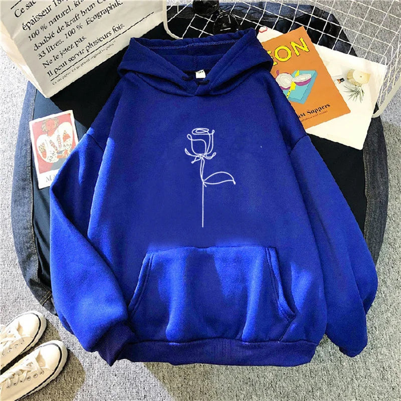 Sudaderas con capucha ropa deportiva mujer Sudadera con capucha pulóver sudadera elegante estampado de flores con mangas largas gruesas Tops sueltos