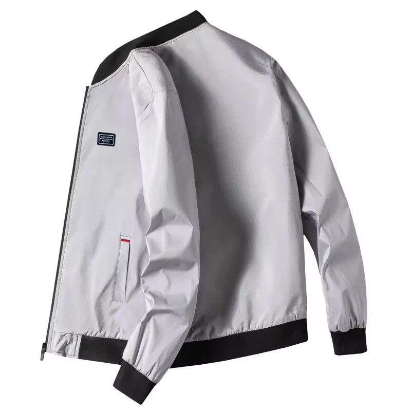 Chaqueta para hombre de manga larga, chaqueta de ciclismo a prueba de viento, chaqueta informal con cremallera sólida, otoño