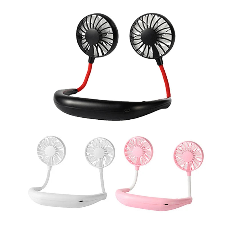 Ventilador portátil USB de mano para colgar en el cuello, recargable, miniventilador deportivo de 3 velocidades, ajustable, para el hogar, la oficina, viajes al aire libre.