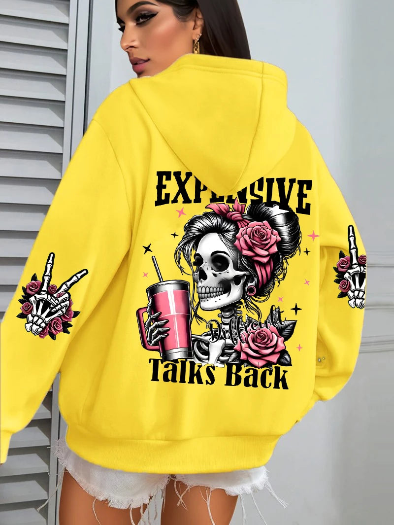 Sudadera con capucha con estampado divertido para mujer, jerséis ropa deportiva de lana para otoño, Sudadera con capucha informal con bolsillo