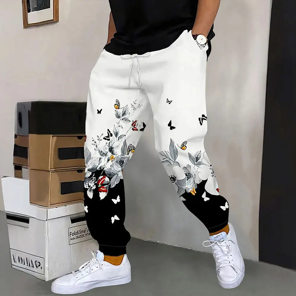 Pantalones deportivos al aire libre para hombre, pantalones de chándal con estampado de grafiti a la moda