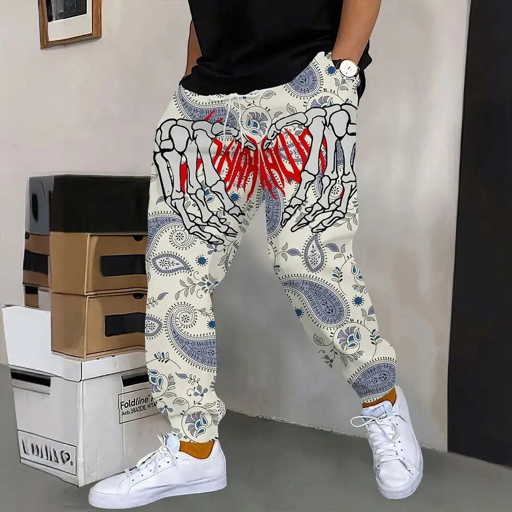 Pantalones deportivos al aire libre para hombre, pantalones de chándal con estampado de grafiti a la moda
