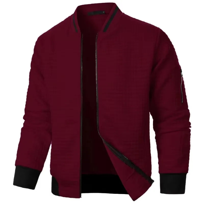 Nueva chaqueta de manga larga con cremallera para hombre, abrigos, sudaderas de pie, ropa de calle para exteriores, chaqueta de Color sólido para otoño para hombre