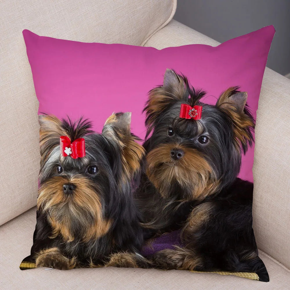 Funda de cojín decorativa con estampado de perro para sofá, hogar, mascota, adorable