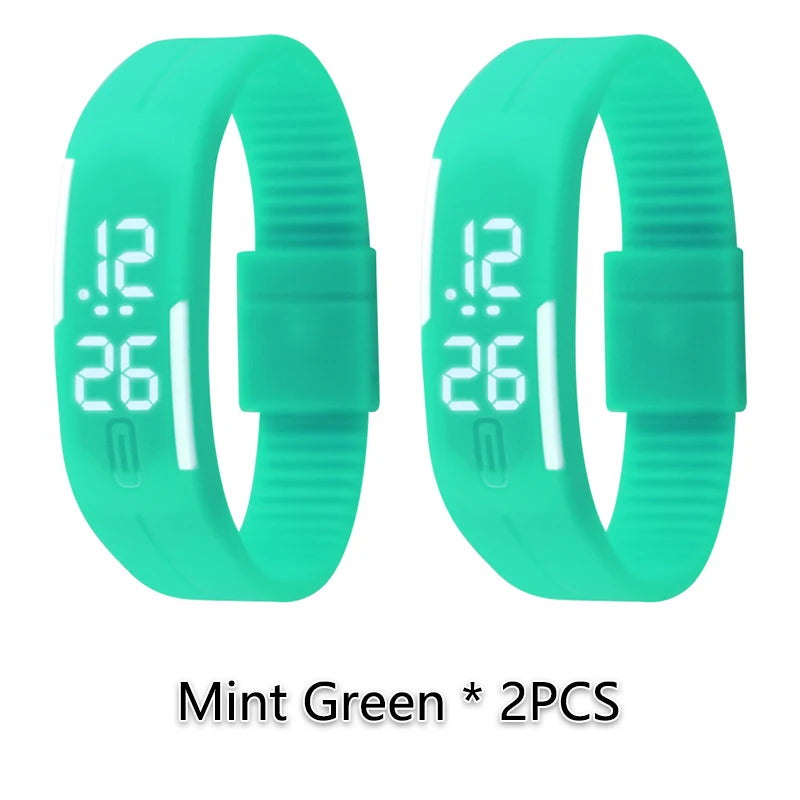 Relojes deportivos digitales para adultos y niños , reloj de pulsera con correa de silicona y pantalla LED