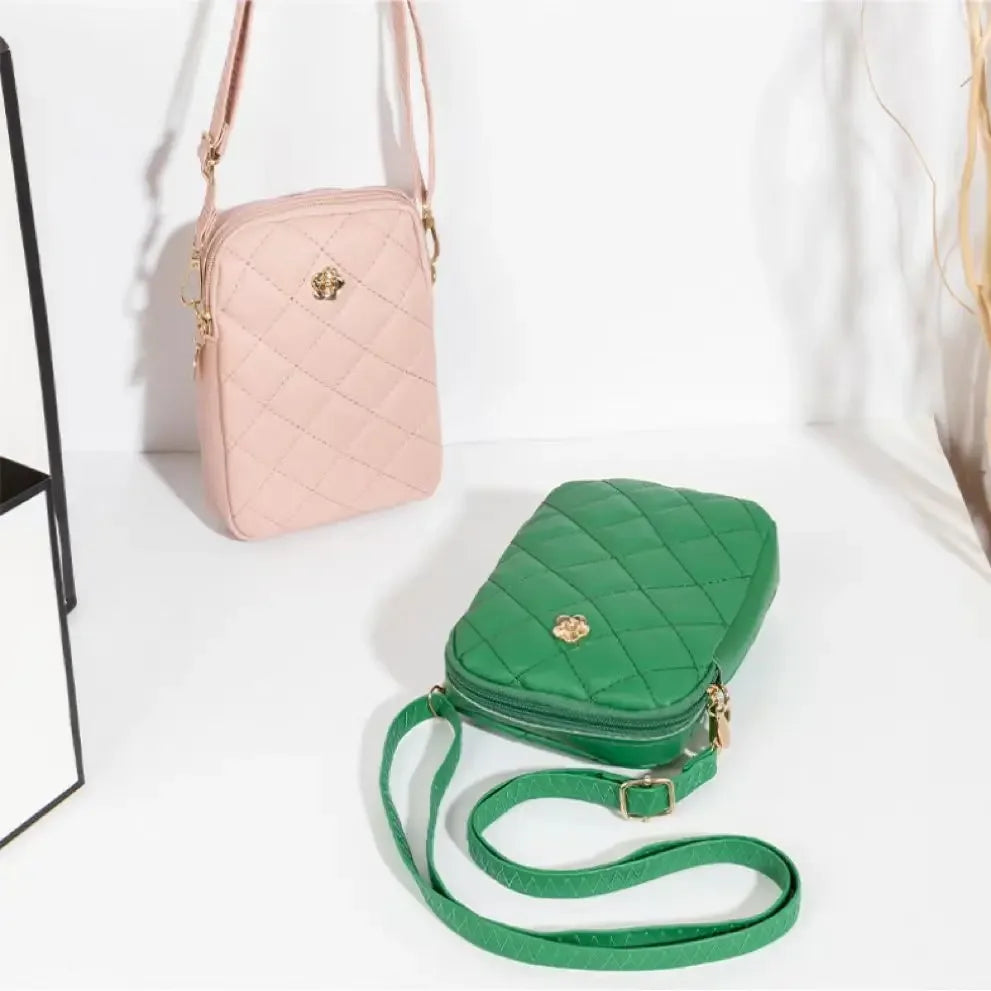 Bolso de hombro con bordado para mujer, sencillo y portátil, para teléfono, monedero de moda para niñas, bolso de mensajero de color liso de diseñador para mujer