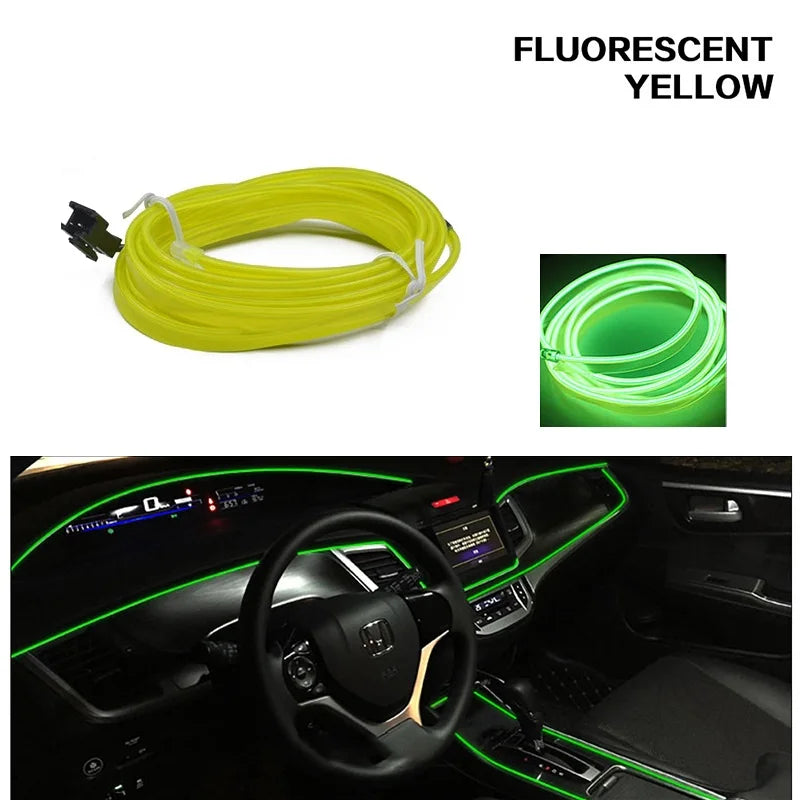 Tiras de luces decorativas para interior de coche, lámpara de ambiente, luz fría, consola de salpicadero decorativa, luces LED ambientales para coche, 1/2/3/4/5 m