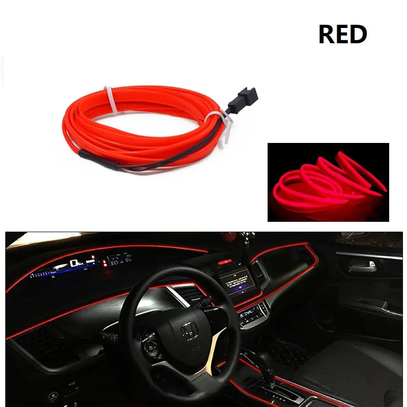 Tiras de luces decorativas para interior de coche, lámpara de ambiente, luz fría, consola de salpicadero decorativa, luces LED ambientales para coche, 1/2/3/4/5 m