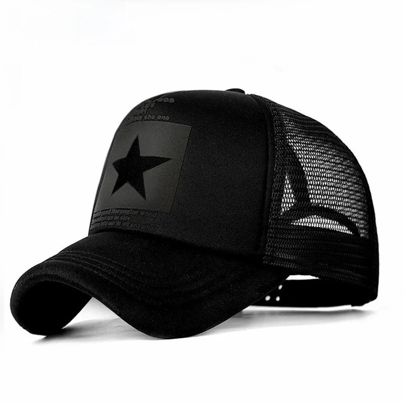 Gorras de moda para hombres y mujeres, gorras de verano transpirables con cierre trasero y estrellas