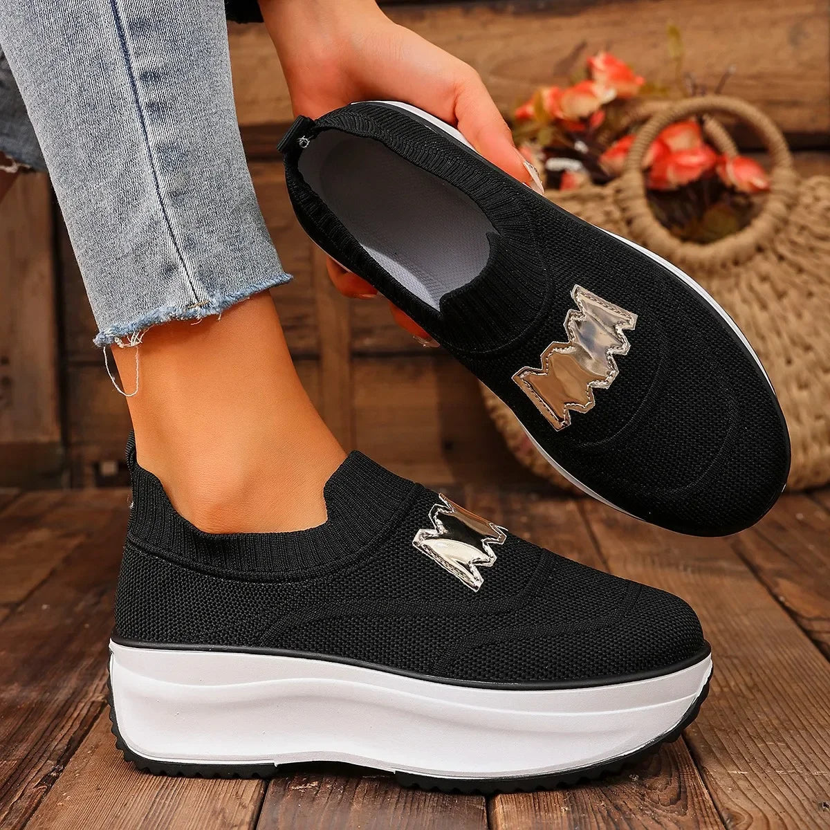 Primavera otoño zapatos planos de fondo grueso Color puro corte bajo talla grande deportes de moda zapatos individuales casuales de mujer