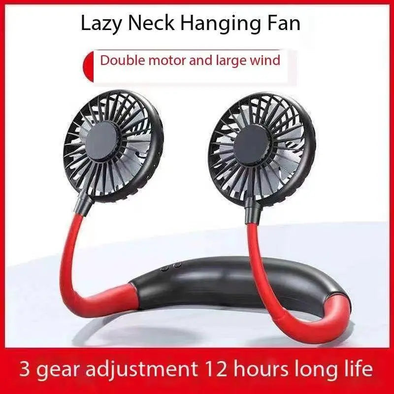 Ventilador portátil USB de mano para colgar en el cuello, recargable, miniventilador deportivo de 3 velocidades, ajustable, para el hogar, la oficina, viajes al aire libre.