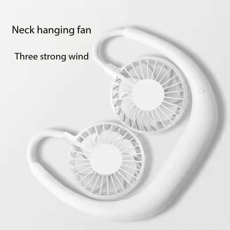 Ventilador portátil USB de mano para colgar en el cuello, recargable, miniventilador deportivo de 3 velocidades, ajustable, para el hogar, la oficina, viajes al aire libre.