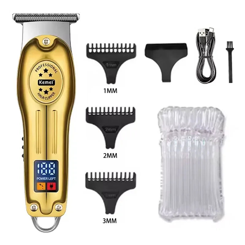 Cortadora de pelo eléctrica profesional Kemei KM-2628 KM-678 KM-2024, cortadora de barba, afeitadora recargable para hombres, kit recortador de pelo
