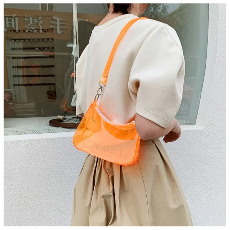 Bolso de hombro transparente para mujer, monedero pequeño con cremallera ,bolso de mano moderno