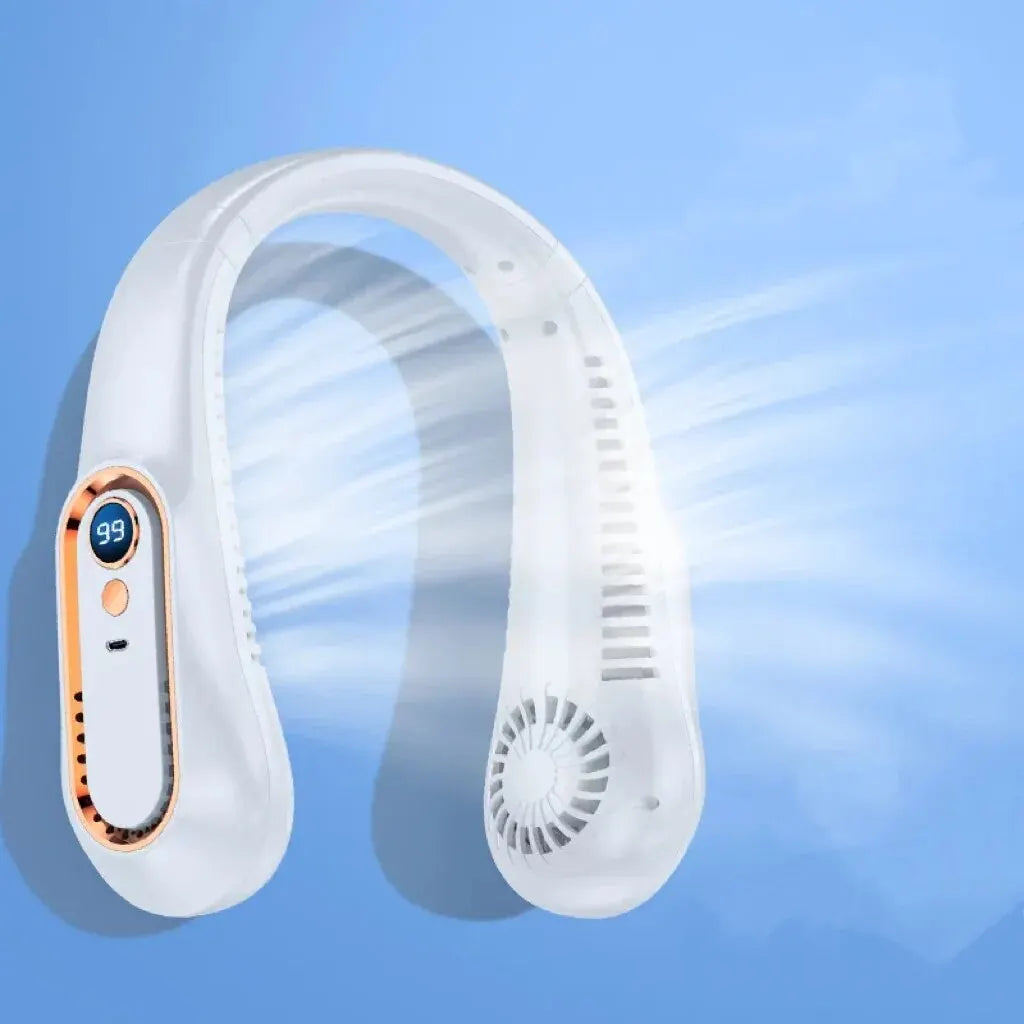 Ventilado portátil recargable por USB, pequeño, para estudiantes, oficina, deportes, pantalla digital, ventilador colgante para el cuello.