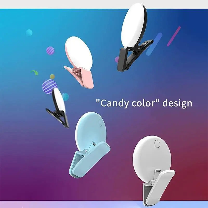 Mini luz LED para selfies, lámpara portátil para selfies en teléfono móvil, luz con clip para selfies, luz de relleno con clip para fotografía, accesorios