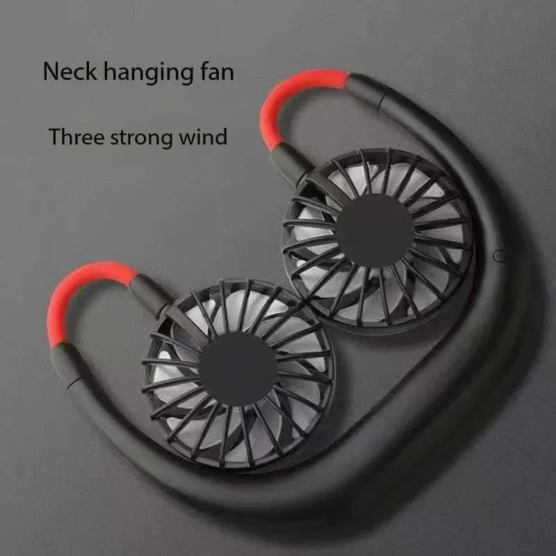 Ventilador portátil USB de mano para colgar en el cuello, recargable, miniventilador deportivo de 3 velocidades, ajustable, para el hogar, la oficina, viajes al aire libre.